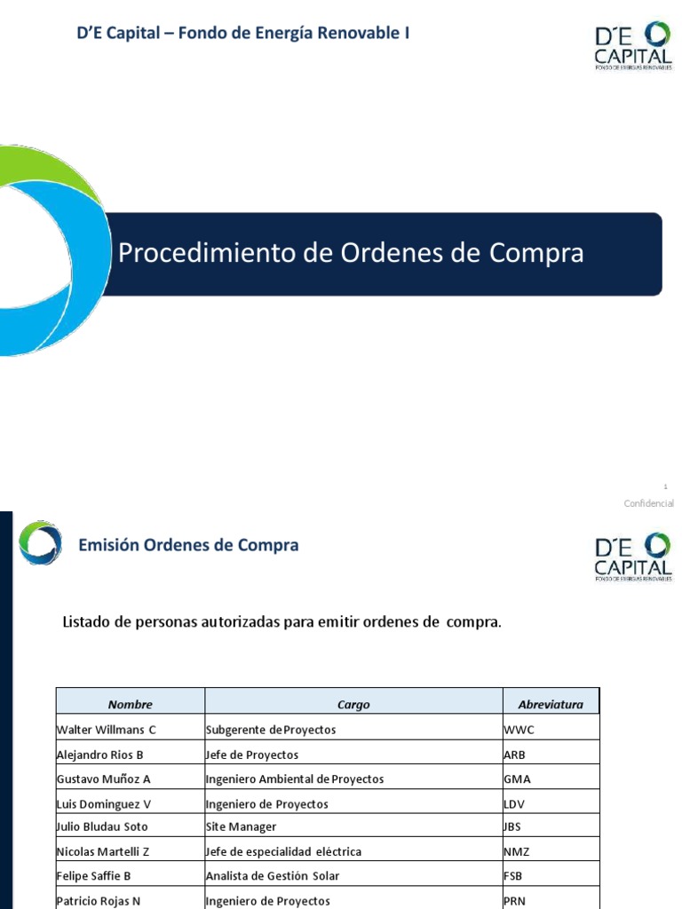 Procedimiento Órdenes de Compra Energía Renovable | PDF | Ciencias ...