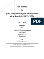 Lab Record For Java Programming and Introduction of Python Lab (BCE-C657)