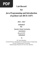 Lab Record For Java Programming and Introduction of Python Lab (BCE-C657)