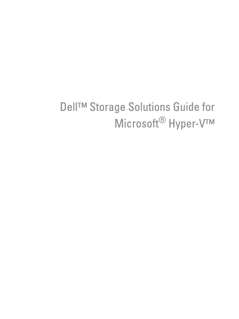 Dell Storage - Solution Guide For Microsoft Hyper V | PDF | Hyper V ...