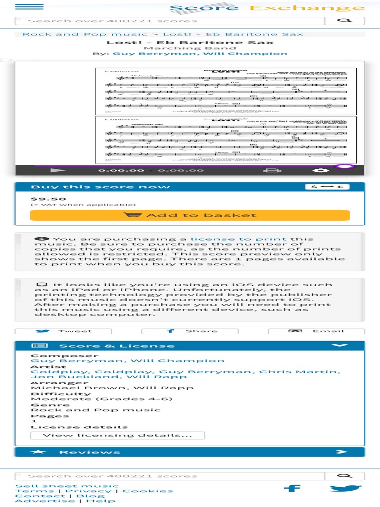 Lost! Eb Baritone Sax (Marching Band) Print Sheet Music Now