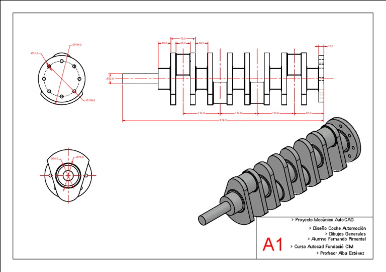 Diseño de Cigueñal en AutoCAD | PDF
