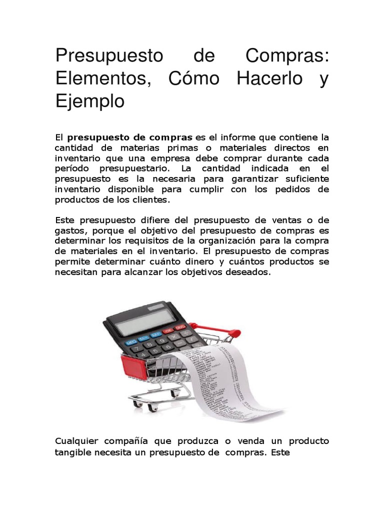 Presupuesto de Compras: Guía y Ejemplo | PDF | Presupuesto | Inventario