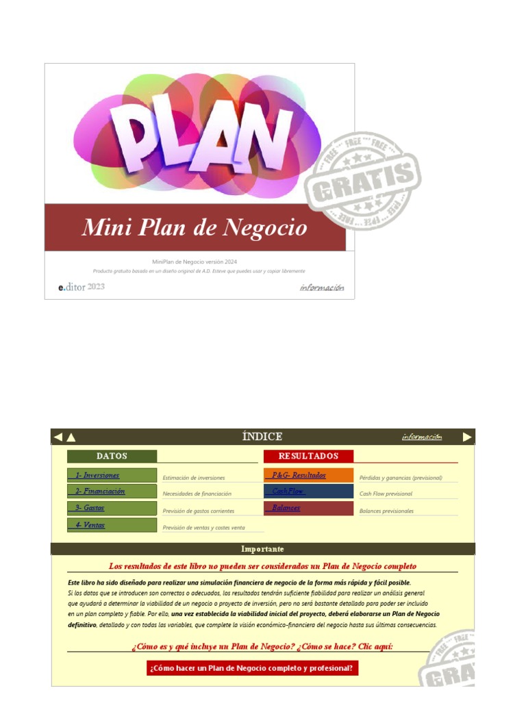 Mini Plan de Negocio 2024: Simulación Financiera | PDF