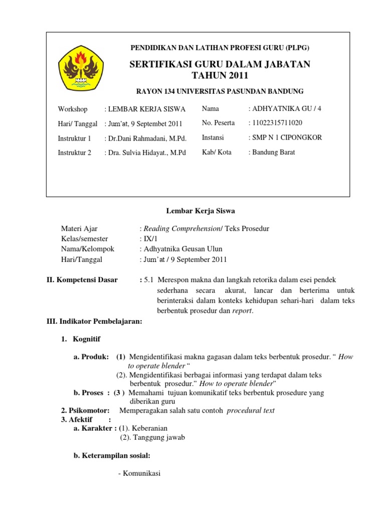 Lembar Kerja Siswa Kls Ix Bahan Peer Teaching Plpg Makanan Buku Masakan Makanan Anggur