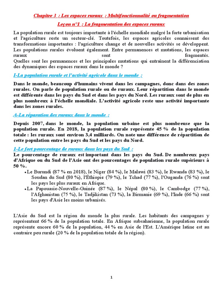 1 - La Fragmentation Des Espaces Ruraux - Copie | PDF | Agriculture ...