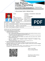 Kartu Pelatihan Toefl Prediction: Code of Training Regulations For The Participants