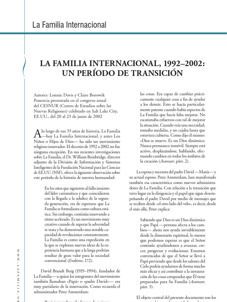 La Familia Internacionalhistoria de la familia internacional, 1992
