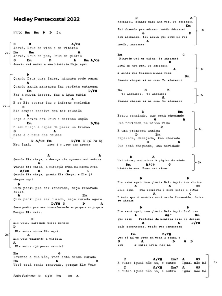 Medley Pentecostal 2022 Pdf
