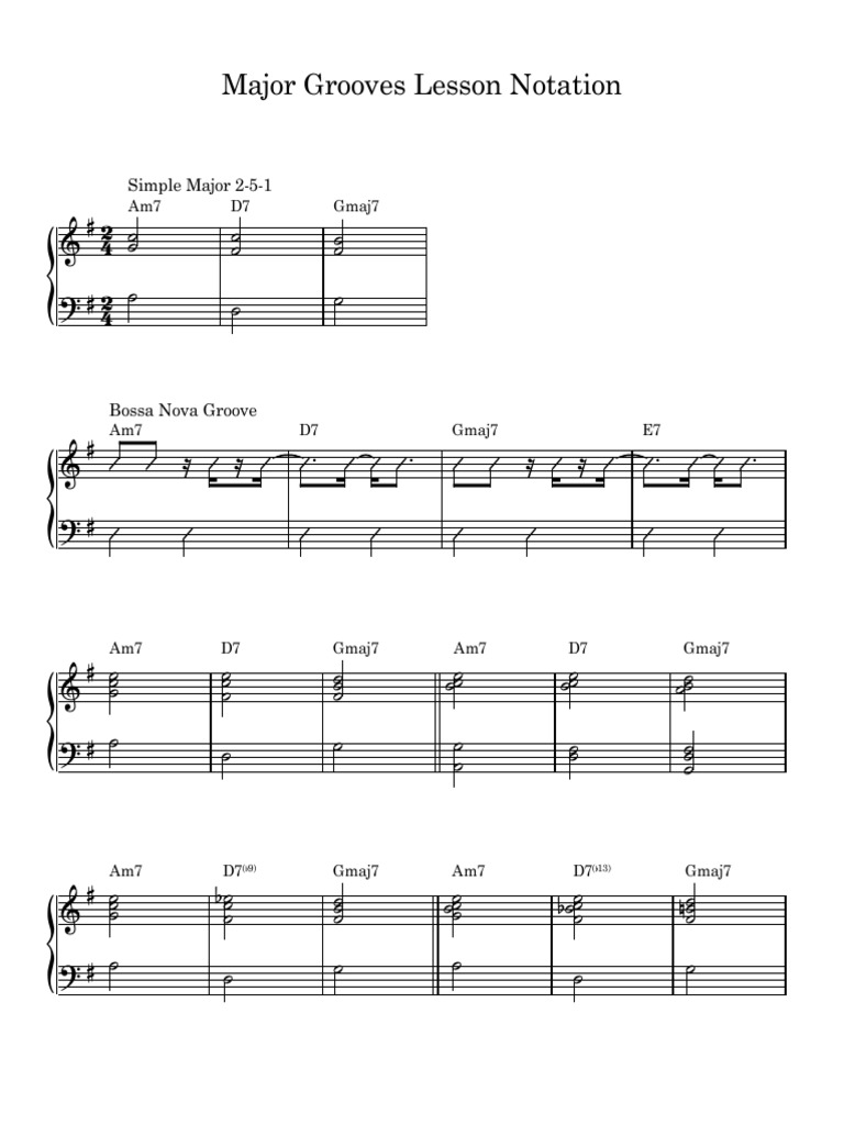 Major Grooves Lesson Notation PDF Elements Of Music Music Theory