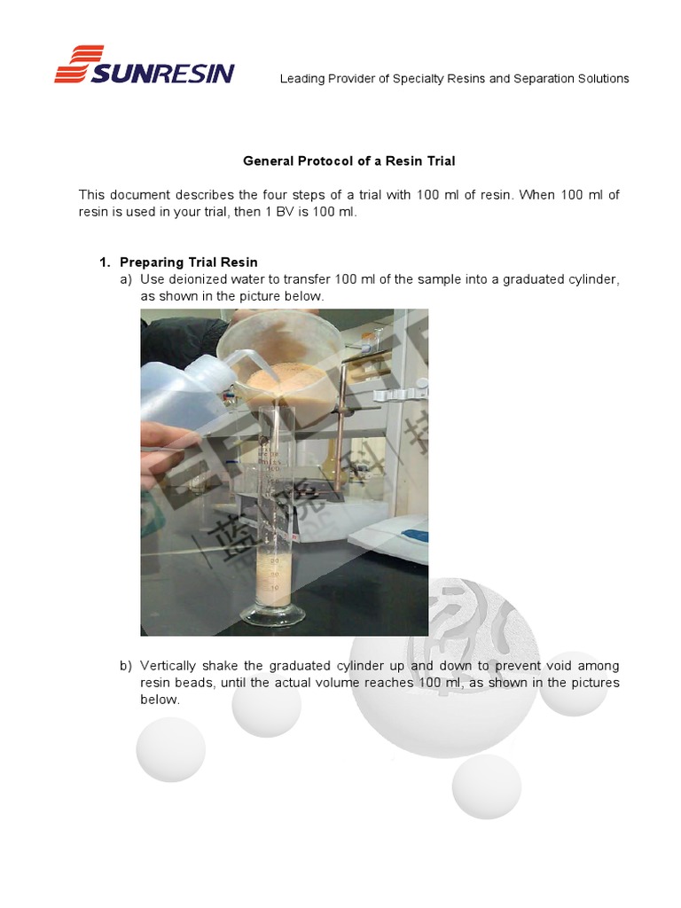 General Protocol of A Resin Trial (Revised) | PDF | Water | Chemistry
