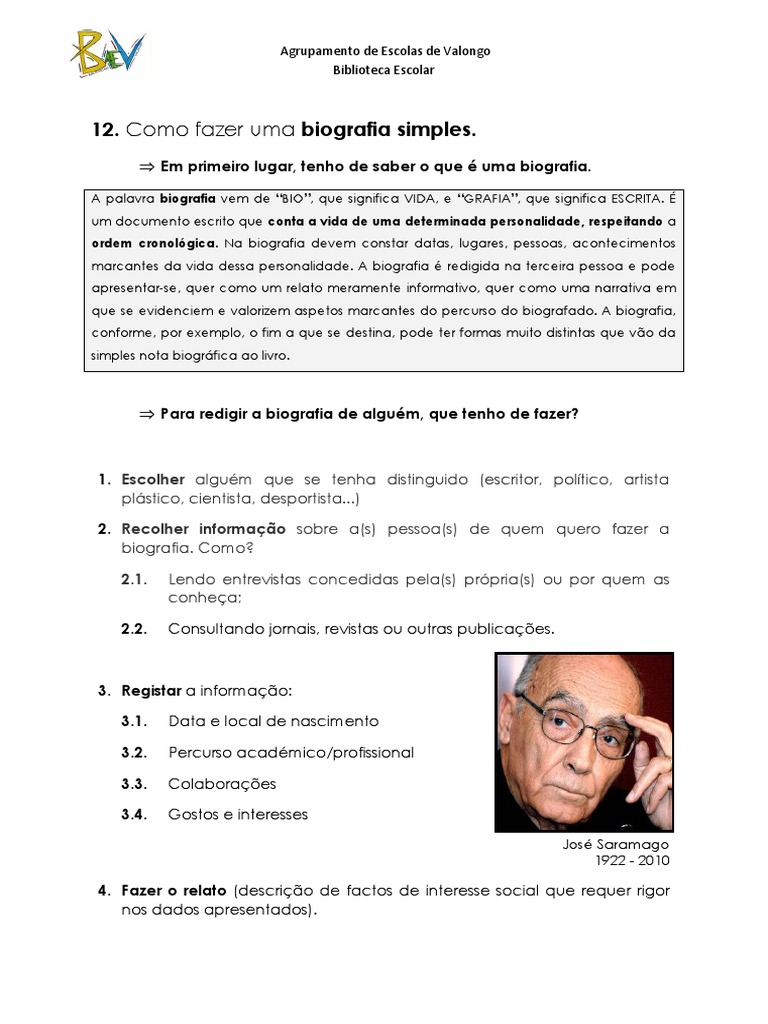 Como Fazer uma Biografia Simples | PDF