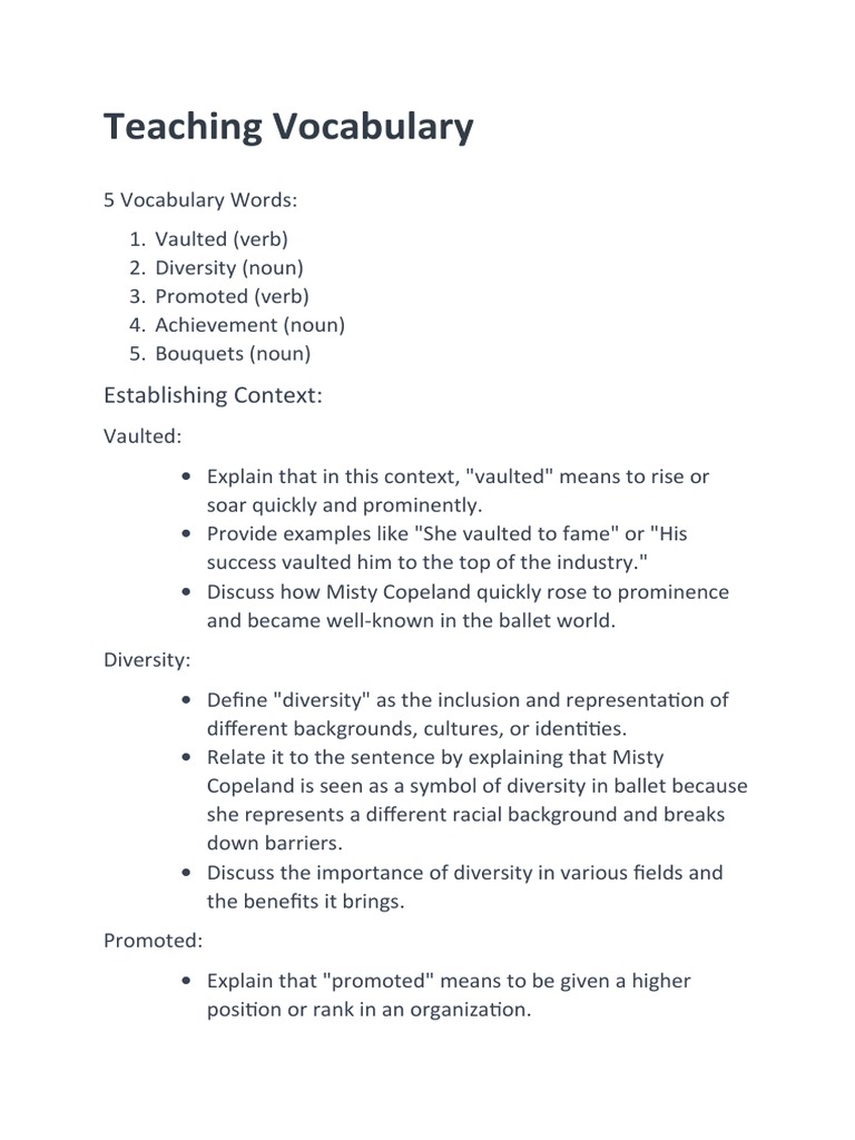 Teaching Vocabulary PDF Vocabulary Word