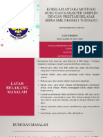 Korelasi Antara Motivasi Guru Dan Karakter Disiplin Dengan Prestasi Belajar Siswa SMK Negeri 1 Tondano