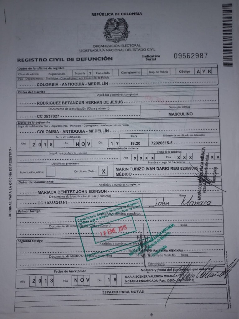 Certificado Defuncion PDF