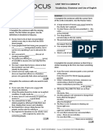 Focus 3 Unit 1 Test Odpowiedzi Grupa A I B | PDF
