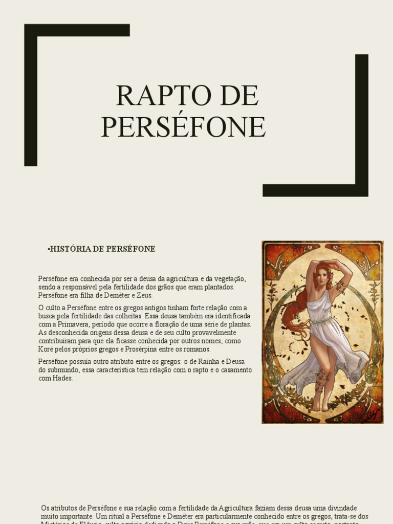 Rapto de Perséfone | PDF | Perséfone | Hades