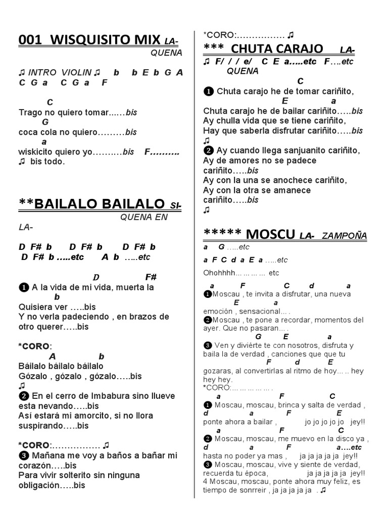 Música Andina y Cumbia: Letras y Melodías | PDF