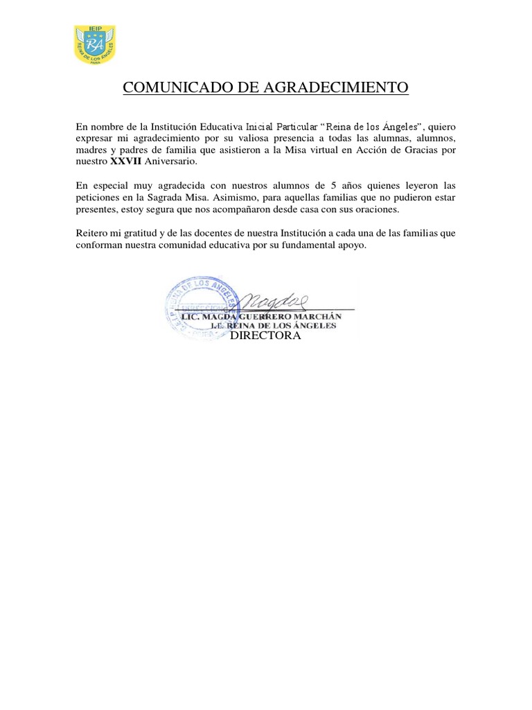 Agradecimiento por Apoyo Familiar | PDF | Ciencias sociales | Salud y ...