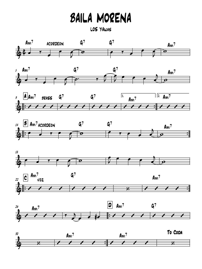BAILA MORENA LOS Yawas - Piano | PDF