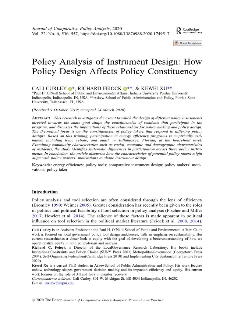 Curley 2020 Policy Analysis of Instrument Design | PDF