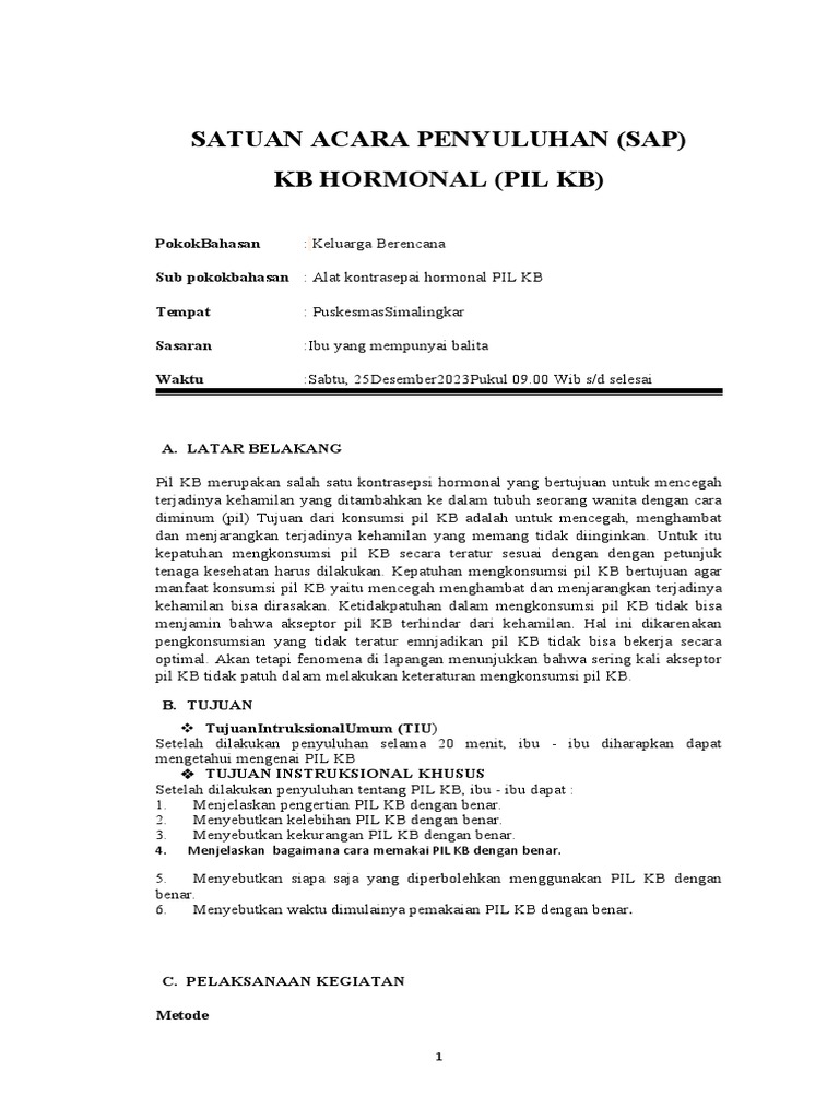 Penyuluhan Pil KB untuk Ibu Balita | PDF