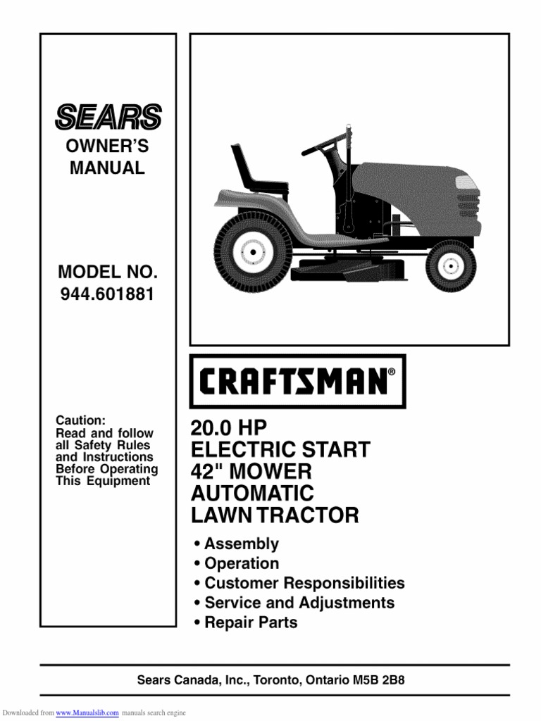 Craftsman T-1000 Manuel 944601881 - Owners - Manual | PDF