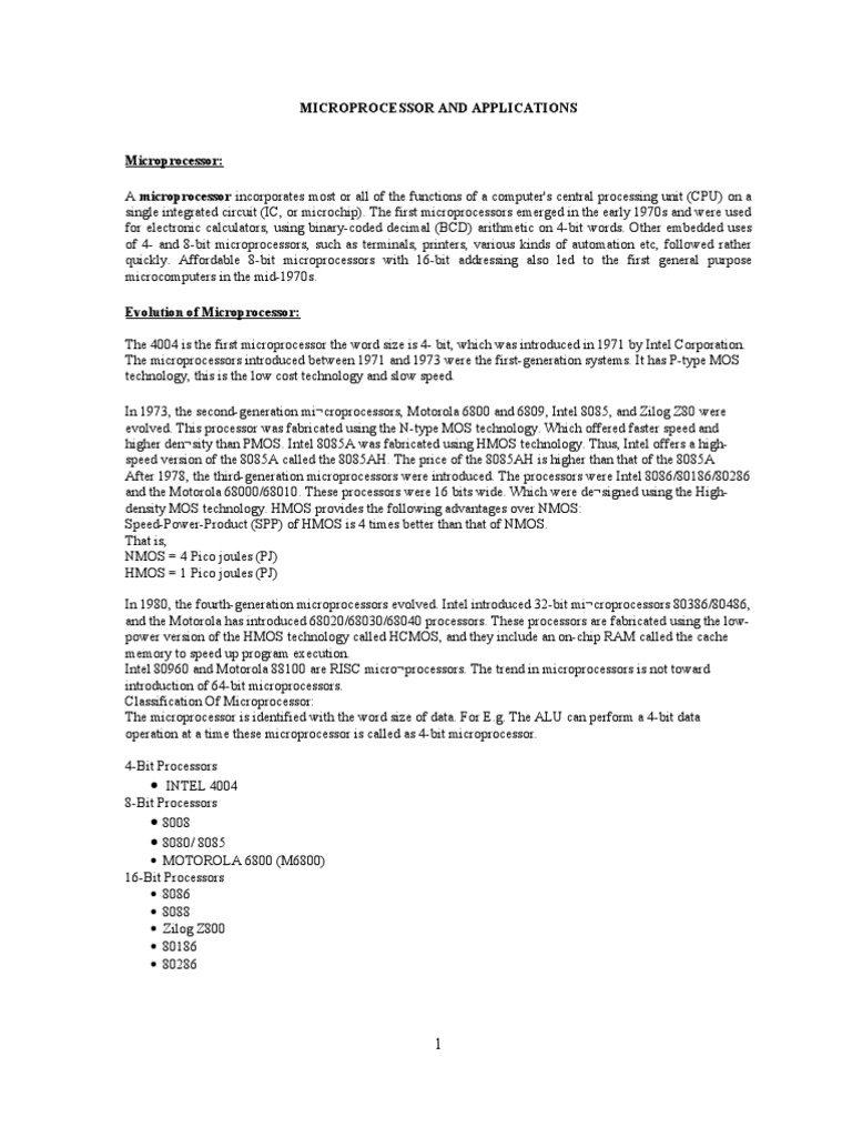Microprocessor and Applications | PDF | Microprocessor | Central ...