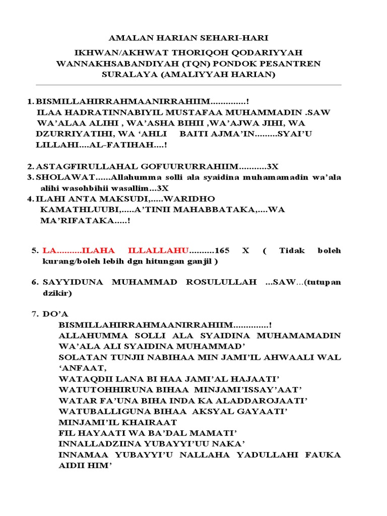 Amalan Harian Sehari | PDF