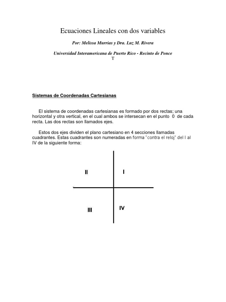 Ecuaciones Lineales Con Dos Variables Sistema De Ecuaciones