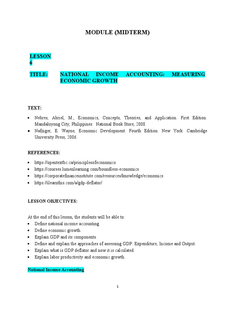 Module-Lecture 6-National Income Accounting | PDF | Gross Domestic ...