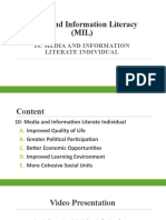 Media and Information Literacy MIL Media and Information Literate Individual