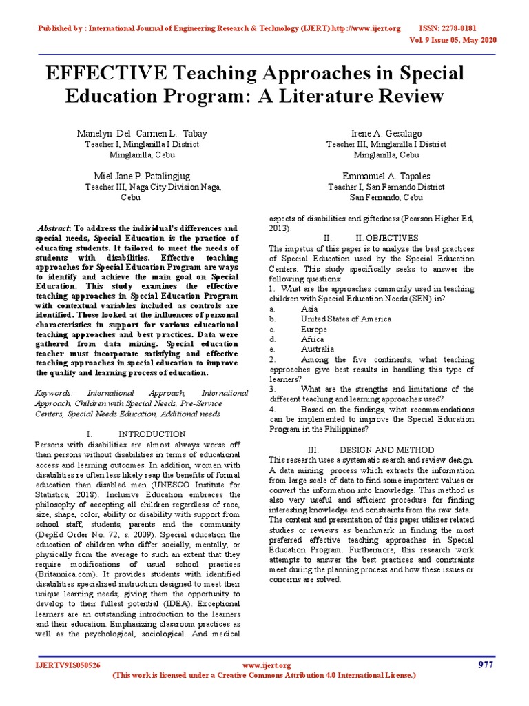 EFFECTIVE Teaching Approaches in Special | PDF | Inclusion (Education ...