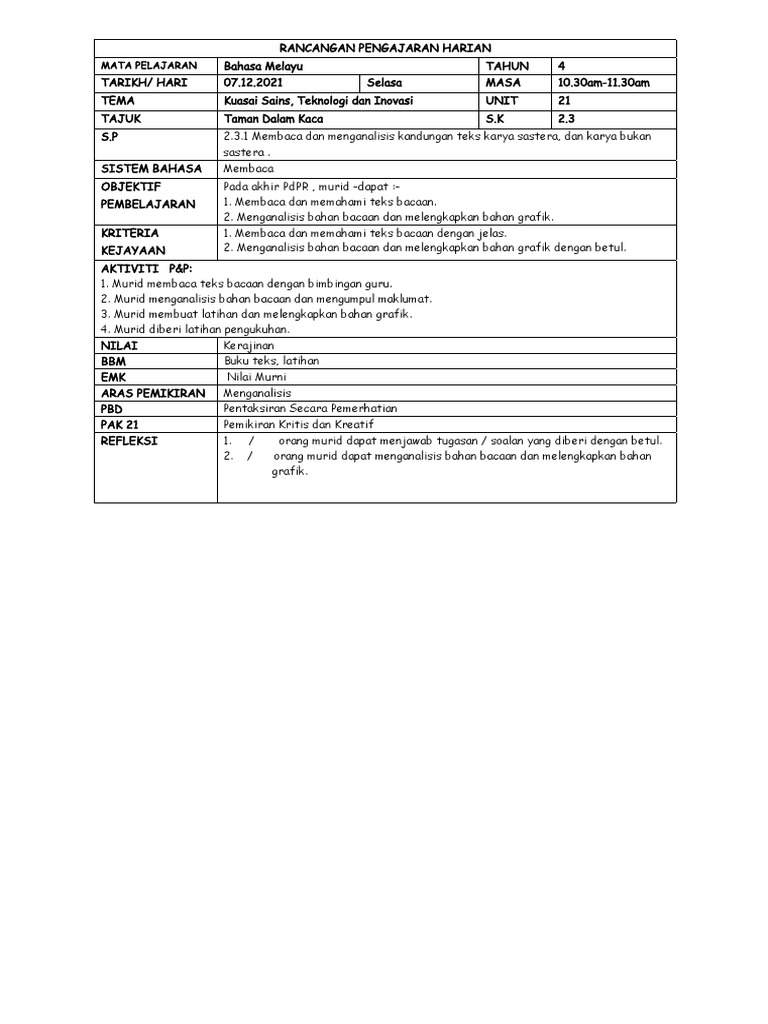 rph BM TAHUN 4 | PDF