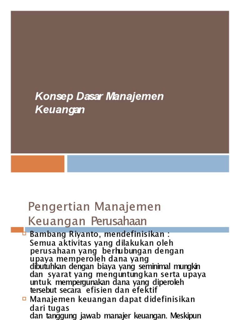 Konsep Dasar MJM Keuangan (Pert.1) | PDF | Bisnis | Pengelolaan ...