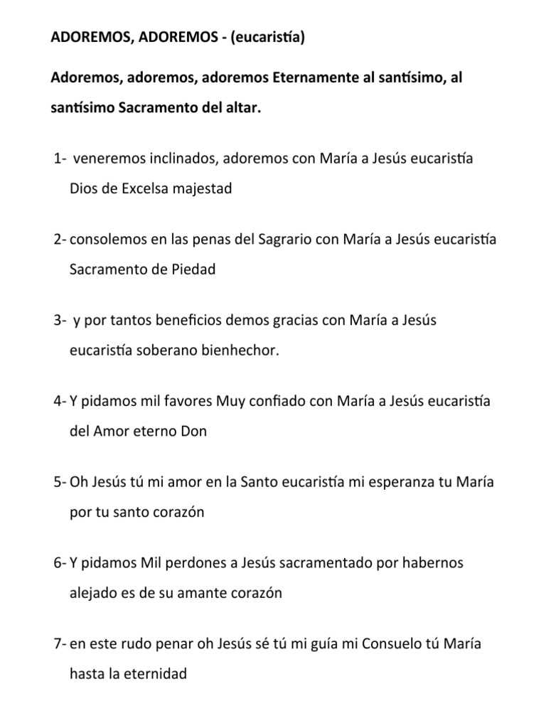 Adoremos al Santísimo Sacramento | PDF | eucaristía | Amor