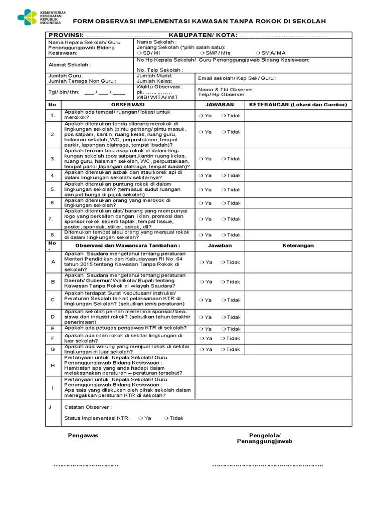 Form Observasi Sekolah KTR | PDF | Karier & Perkembangan