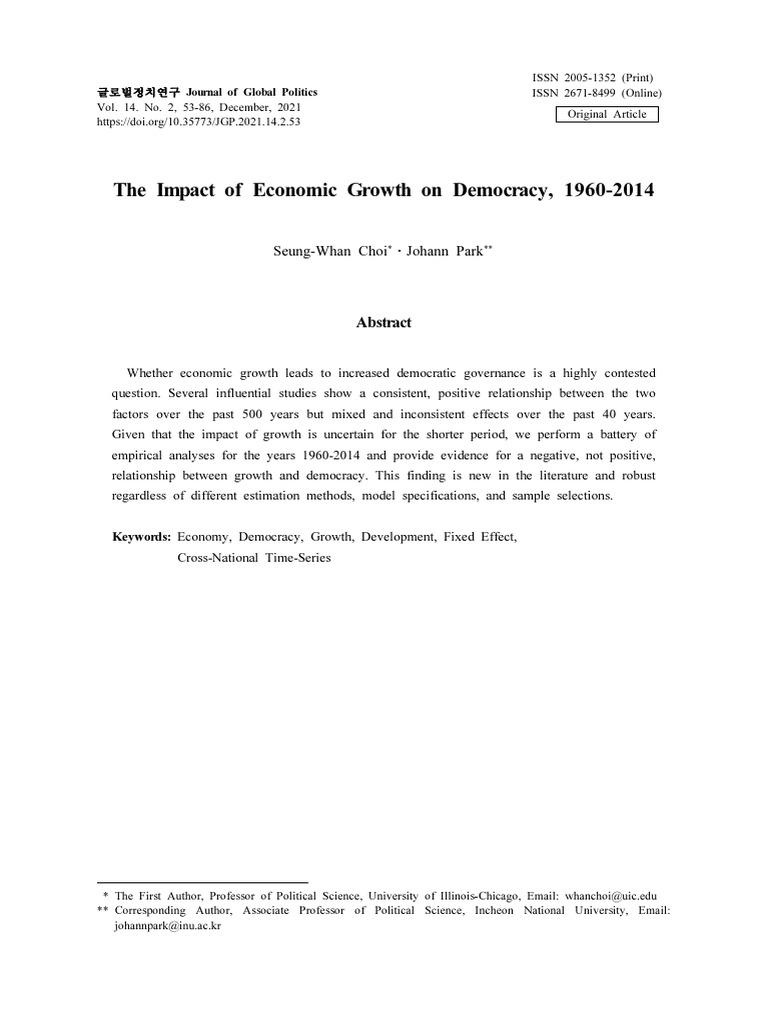 Economic Growth's Negative Impact on Democracy | PDF | Economic Growth ...