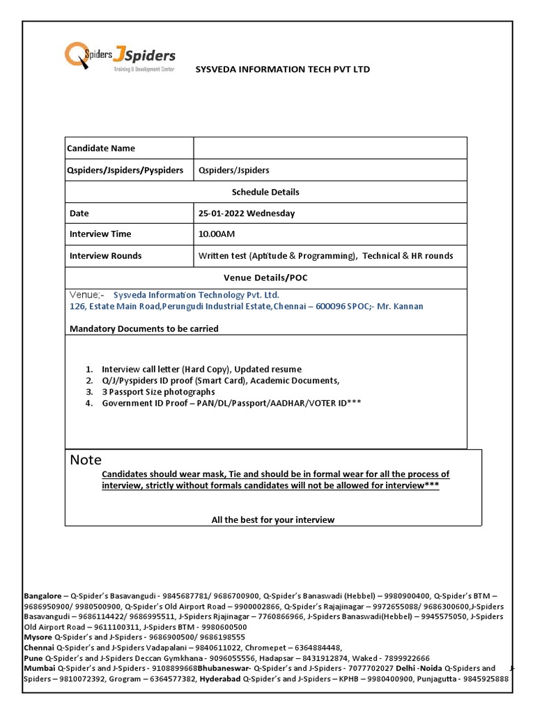 Q-J-Pyspiders Call Letter-Sysveda | PDF