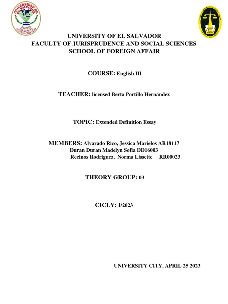 REPORT. EXTENDED DEFINITION ESSAY. (Corrected Essay) PDF Essays