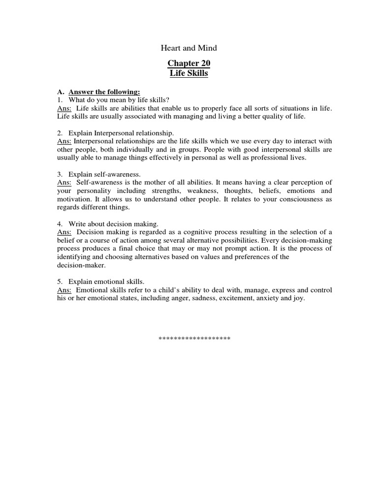 Life Skills: Key Concepts Explained | PDF