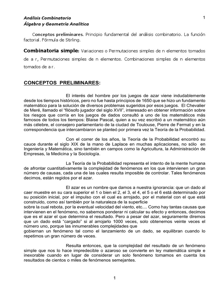 Análisis Combinatorio | PDF | Combinatoria | Matemáticas