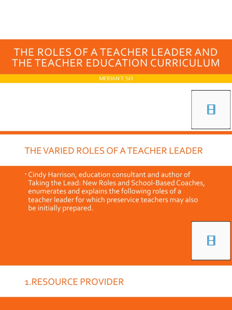 The Roles Of A Teacher Leader And The PDF