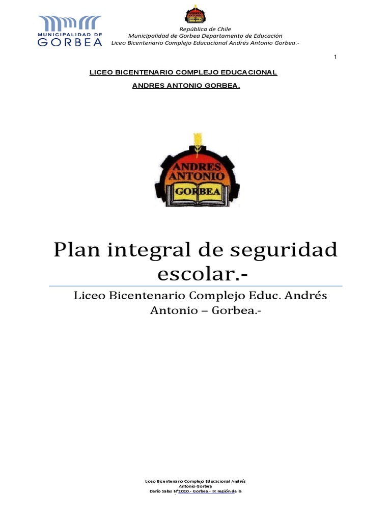 Plan Integral de Seguridad Escolar 2021 | PDF