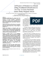 Knowledge and Practice of Dentists in A Dental College Regarding Toothbrush Disinfection in Mangalore City: A Cross Sectional Questionnaire Study Original Article