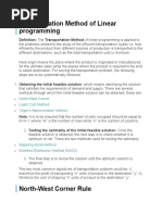 Transportation Method of Linear Programming