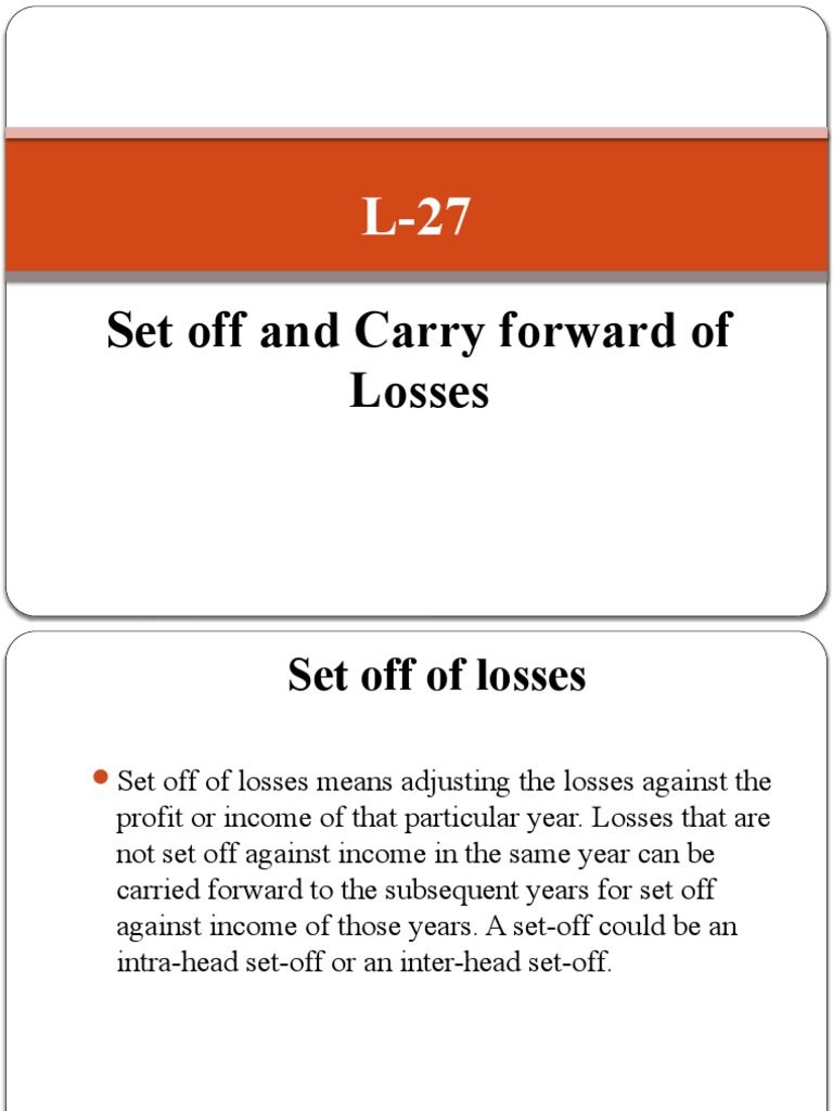 L27, Set Off and Carry Forward of Losses PDF Capital Gains Tax