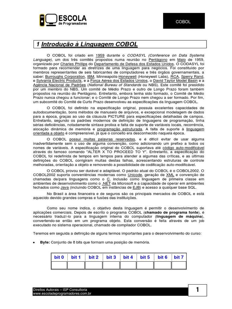 Introdução à Linguagem COBOL | PDF | Linguagem de programação | Compilador