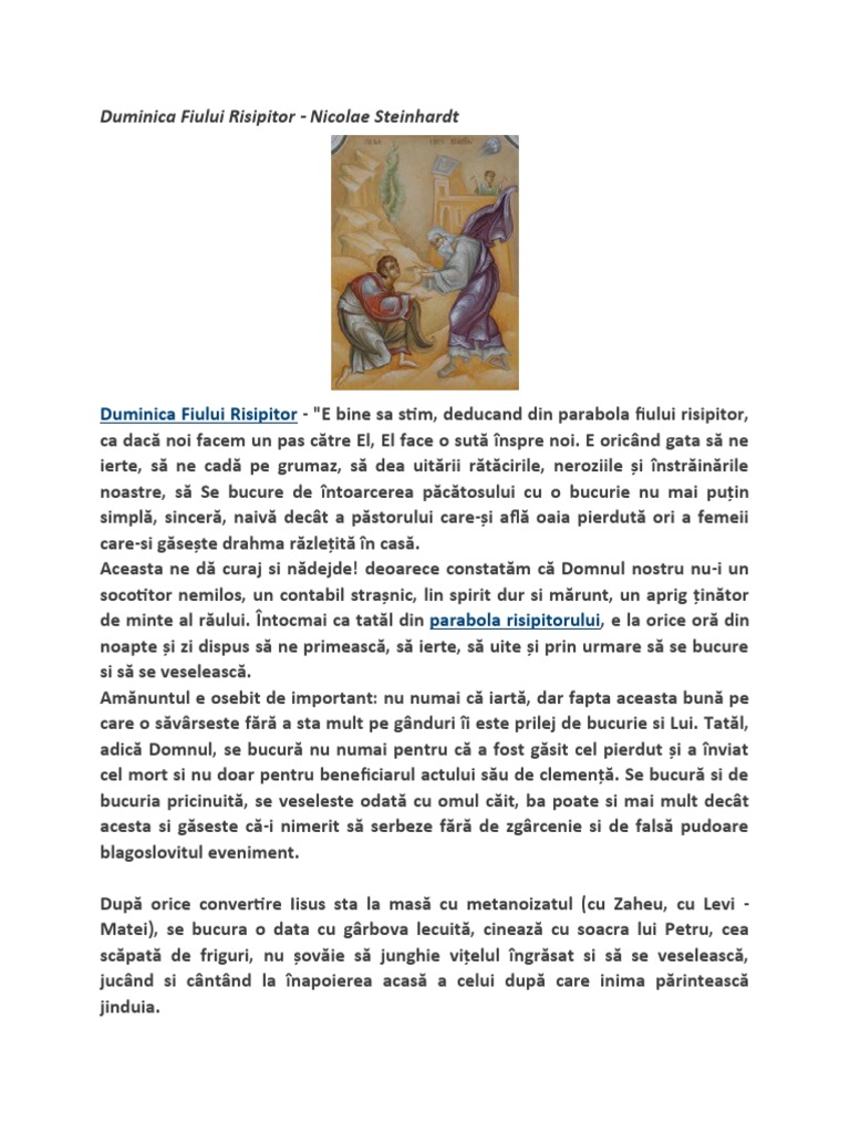 Nicolae Steinhard-Fiul Risipitor | PDF