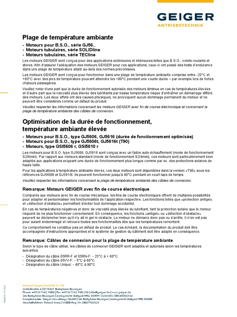 GEIGER A BAL Umgebungstemperatur 100W2531-000 FR | PDF